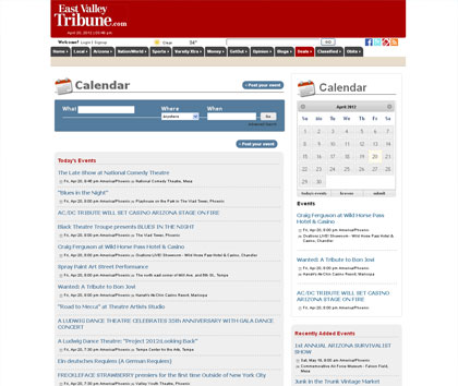 East Valley Tribune Calendar